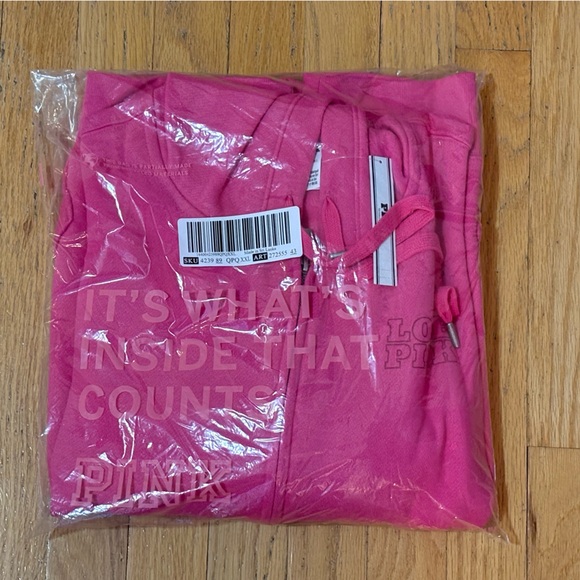 PINK Victoria's Secret Hoodie with Pink Graphic XXL NWT ~ Pink Twirl - Picture 3 of 4
